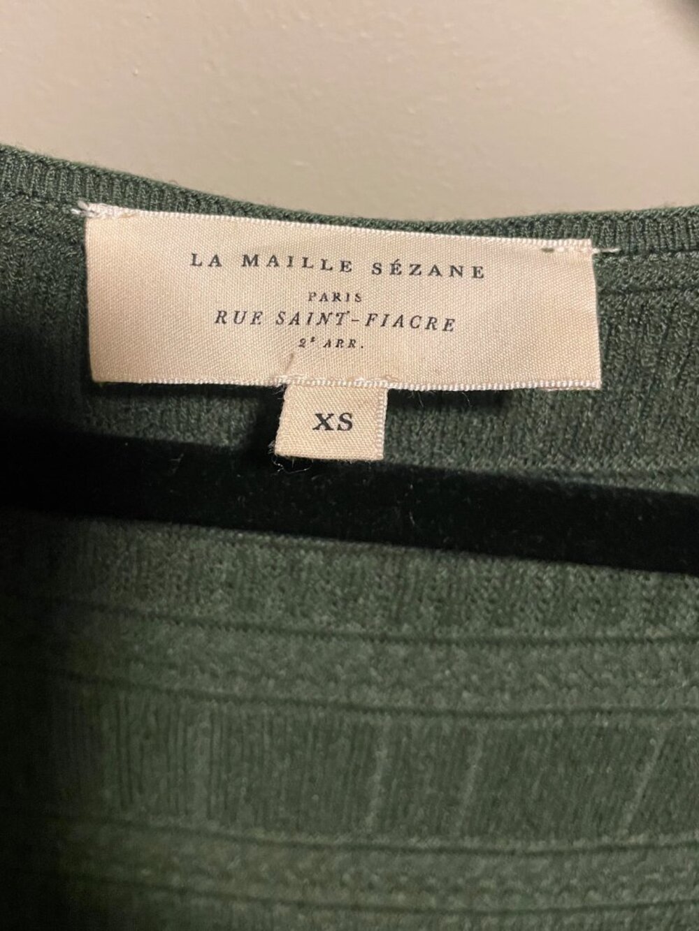 Like New Sezane Estela Lace Up Fancy Knit Maxi Dress Olive Green XS - Picture 5 of 7